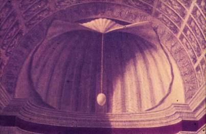 Renaissance painting of a dome with ostrich egg pendant