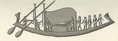 Illustration of an ancient Egyptian funeral ship